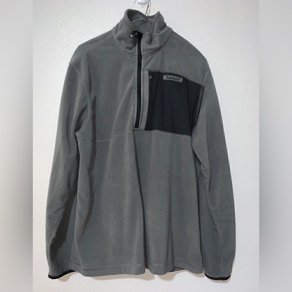 Timberland Fleece Pullover Quarter Zip Gray Black L
